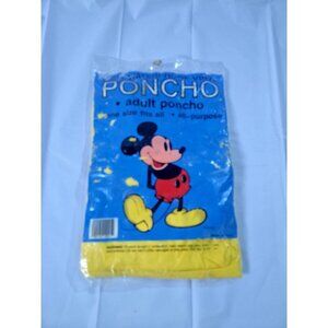 NEW Vintage Disney World Mickey Mouse Rain Poncho Adult One Size Fits All
